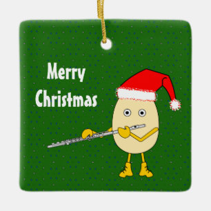Ornement En Céramique Flute de Santa Hat Egghead