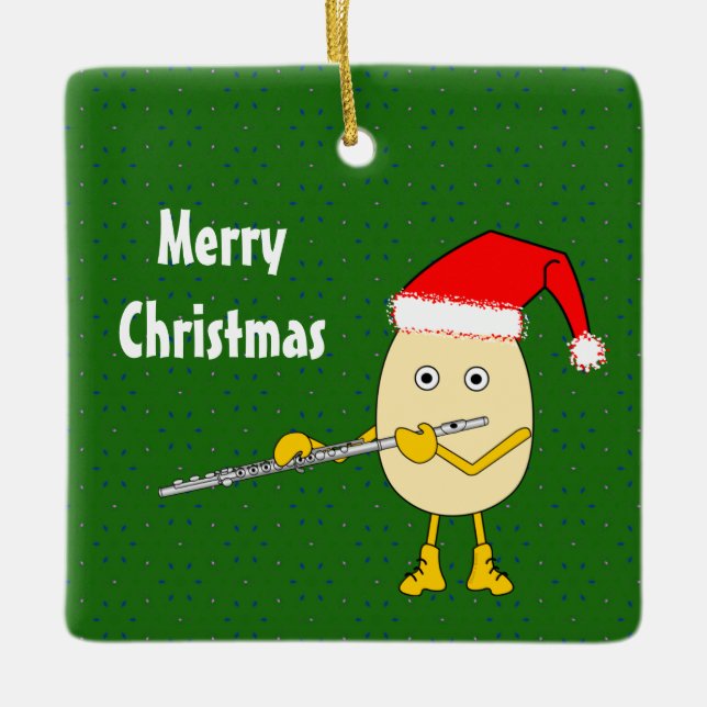 Ornement En Céramique Flute de Santa Hat Egghead (Devant)