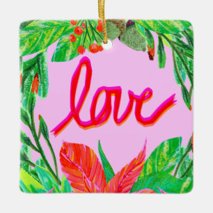 Ornement En Céramique Foliage de Noël - Amour