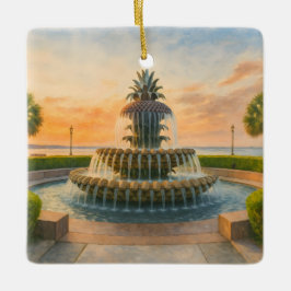 Ornement En Céramique Fontaine d'ananas de Charleston Coucher du soleil