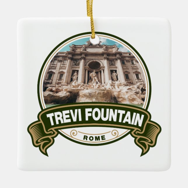 Ornement En Céramique Fontaine de Trevi Badge Rome Italie (Devant)