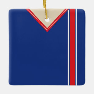 Ornement En Céramique Football Jersey Modèle Ornement, Rouge Bleu