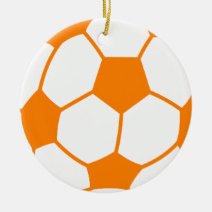 Ornement En Céramique Football orange et blanc