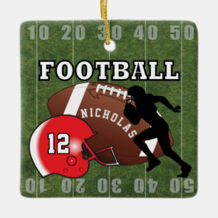 Ornement En Céramique Football Player Touchdown - Rouge