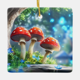 Ornement En Céramique Forêt de Champignons