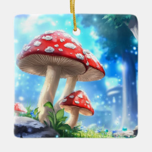 Ornement En Céramique Forêt de Champignons