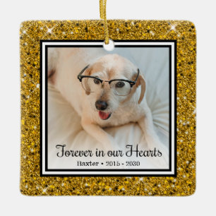 Ornement En Céramique Forever In Our Hearts Gold Parties scintillant Dog
