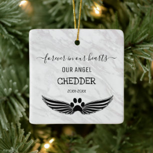 Ornement En Céramique Forever in Our Hearts Pet Memorial Angel Wings
