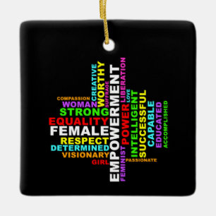 Ornement En Céramique Forte femme Word Cloud