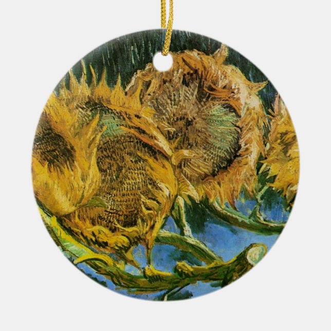 Ornement En Céramique Four Cut Sunflowers par Vincent van Gogh (Devant)