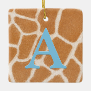 Ornement En Céramique Fourre de girafe Monogramme personnalisé et messag