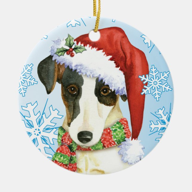 Ornement En Céramique Fox Terrier doux heureux de Howliday (Devant)