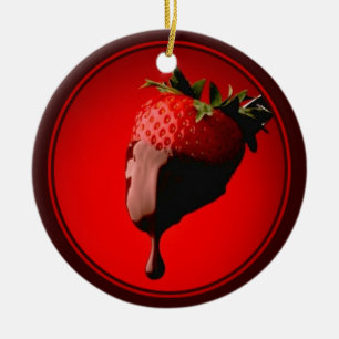 Ornement En Céramique Fraise trempée au chocolat