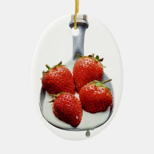 Ornement En Céramique Fraises et crème