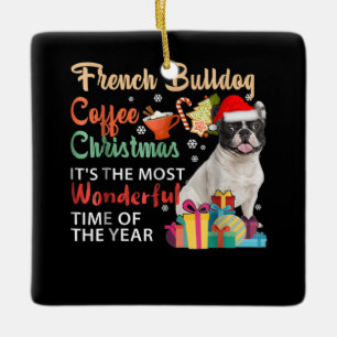 Ornement En Céramique French Bulldog Café Noël C'est merveilleux
