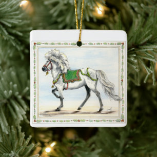 Ornement En Céramique Frey Jol Islande Cheval Noël