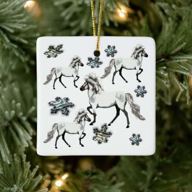 Ornement En Céramique Frey Jol Noël Cheval islandais (Arbre)