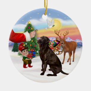 Ornement En Céramique Friandise pour un Labrador chocolat