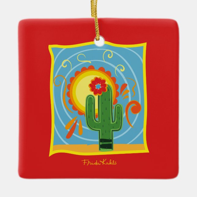 Ornement En Céramique Frida Kahlo Cactus Graphic (Devant)