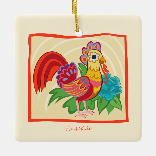 Ornement En Céramique Frida Kahlo Chicken Graphic (Devant)
