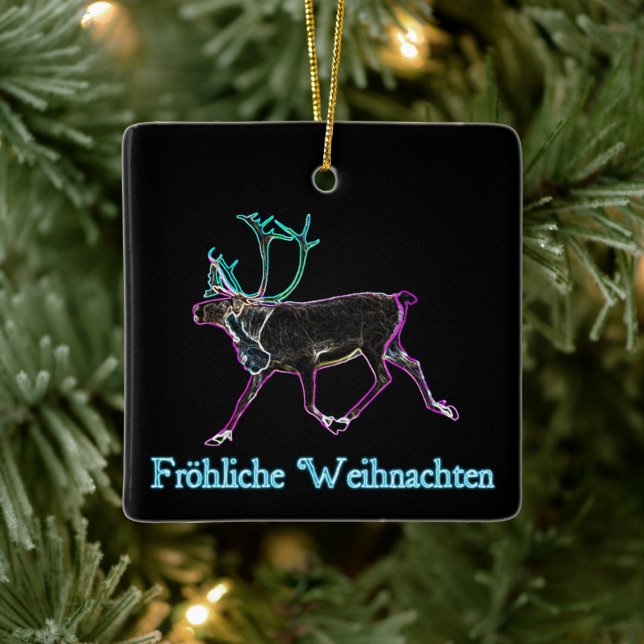 Ornement En Céramique Frohliche Weihnachten - Caribou électrique (Arbre)