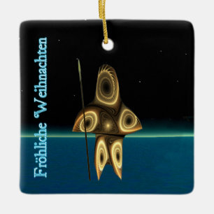 Ornement En Céramique Frohliche Weihnachten - Fractal Inuit Hunter