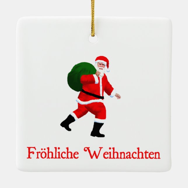 Ornement En Céramique Frohliche Weihnachten - Père Noël (Dos)