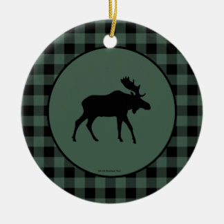 Ornement En Céramique Frontière noire verte de plaid d'orignaux