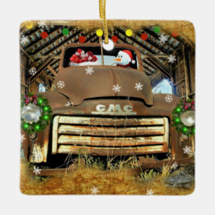 Ornement En Céramique Frosty's Vintage GMC Truck Christmas Run