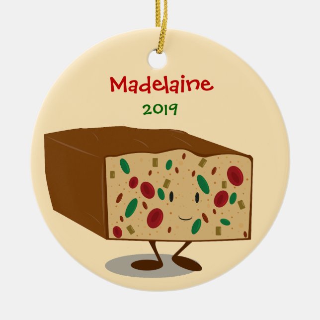 Ornement En Céramique Fruitcake Nom Année Noël (Devant)