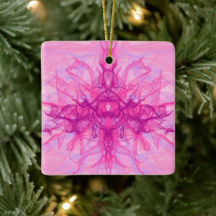Ornement En Céramique FUMÉE ROSE - Art fractal moderne et abstrait -