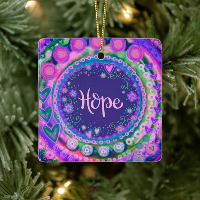 Ornement En Céramique Fun Floral Hope Plutôt Purple Inspirivity (Arbre)