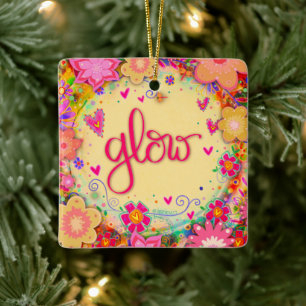 Ornement En Céramique Fun Floral Jaune Luminosité Encourageant Inspiribi