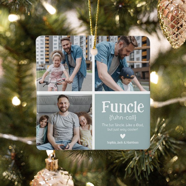 Ornement En Céramique Funcle 3 Photo Collage Définition Jolie Noël (Créateur téléchargé)