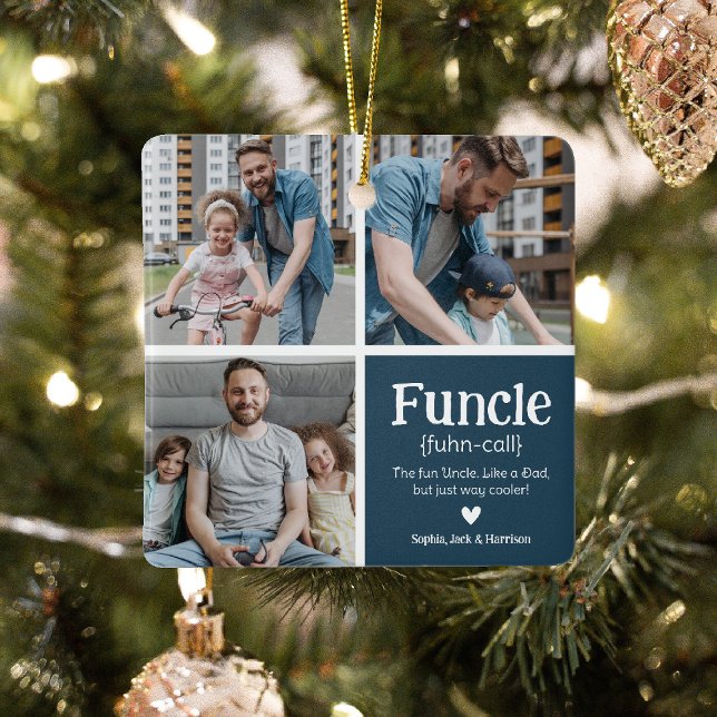 Ornement En Céramique Funcle 3 Photo Collage Définition Jolie Noël (Créateur téléchargé)
