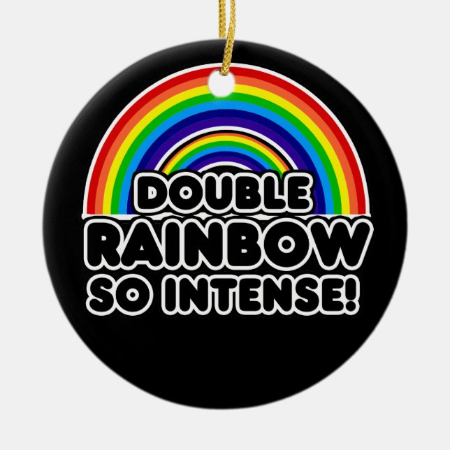 Ornement En Céramique Funky Double Rainbow OMG (Devant)