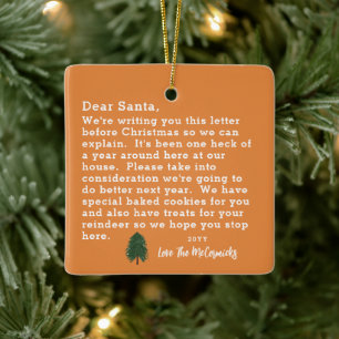 Ornement En Céramique Funny Cher Père Noël Lettre famille personnalisée