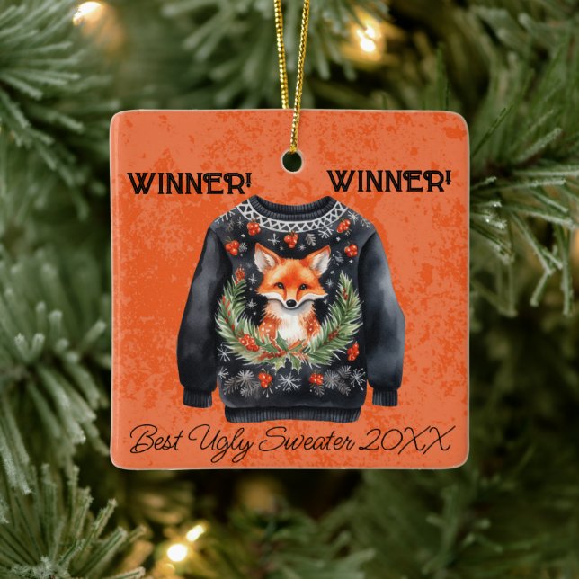 Ornement En Céramique Gagnante ! Gagnante ! Meilleur pull moche de 20xx (Arbre)