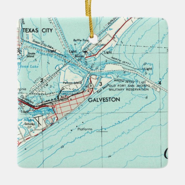Ornement En Céramique Galveston TX Topo Map (Devant)