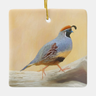 Ornement En Céramique Gambrel's Quail Painting Original Bird Art