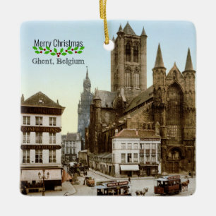 Ornement En Céramique Gand, Belgique Salutations de Noël