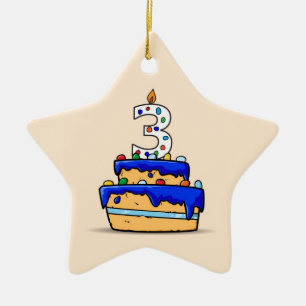 Ornement En Céramique Garçon 3e anniversaire, 3 sur Gâteau bleu doux