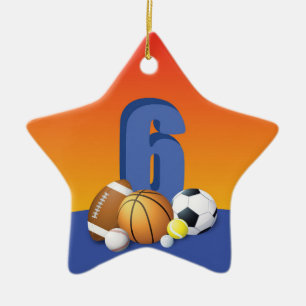 Ornement En Céramique Garçon 6e anniversaire Sports Balls