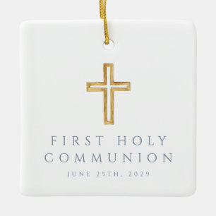 Ornement En Céramique Garçon photo croix religieuse première communion