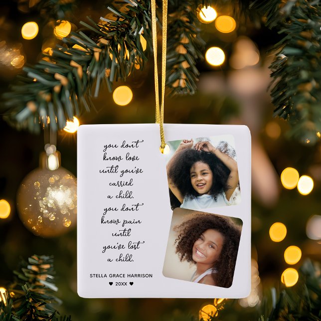 Ornement En Céramique Garde Du Souvenir Perte De Photos D'Enfants (Remembrance Keepsake Loss Of Child Photos Ceramic Ornament)