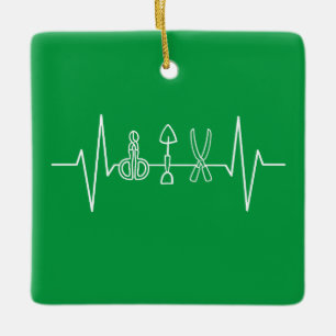 Ornement En Céramique Gardener - Outils de jardin Heartbeat Gardener Cad