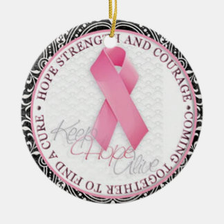 Ornement En Céramique garder espoir vivant rose ruban cancer du sein