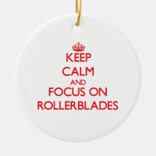 Ornement En Céramique Gardez le calme et le foyer sur Rollerblades