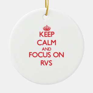 Ornement En Céramique Gardez le calme et le foyer sur Rvs
