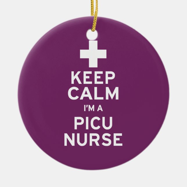 Ornement En Céramique Gardez le calme Infirmière PICU (Devant)